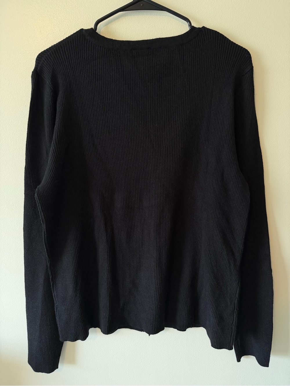 Express Black Ribbed Button-Up Cardigan Sweater - Picture 2 of 5